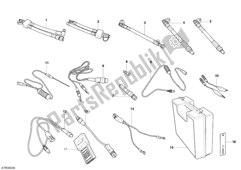 All parts for the Pressure Check Intrument of the Ducati Superbike 999 R 2004
